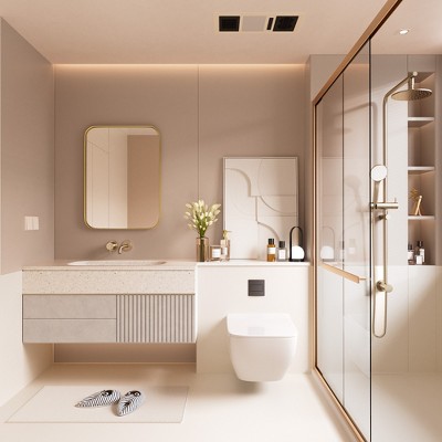Rectangular Framed Tempered Glass Wall-Mounted Bathroom Vanity Mirror
