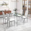 Tangkula 5 PCS 51" Rectangle Dining Set 0.3" Thick Glass Table w/ 4 Padded Dining Chairs - 3 of 4