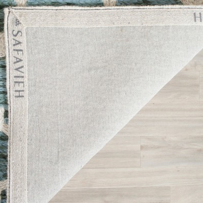 Turquoise and Ivory Hand-Knotted Wool Area Rug