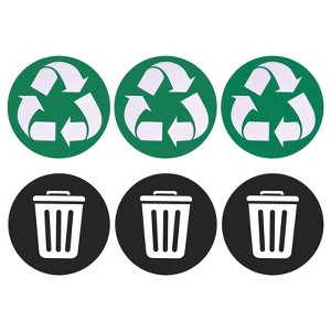 Unique Bargains Self-Adhesive Decor Trash Can Recycle Sticker Bin Labels 6 Pcs - 1 of 4