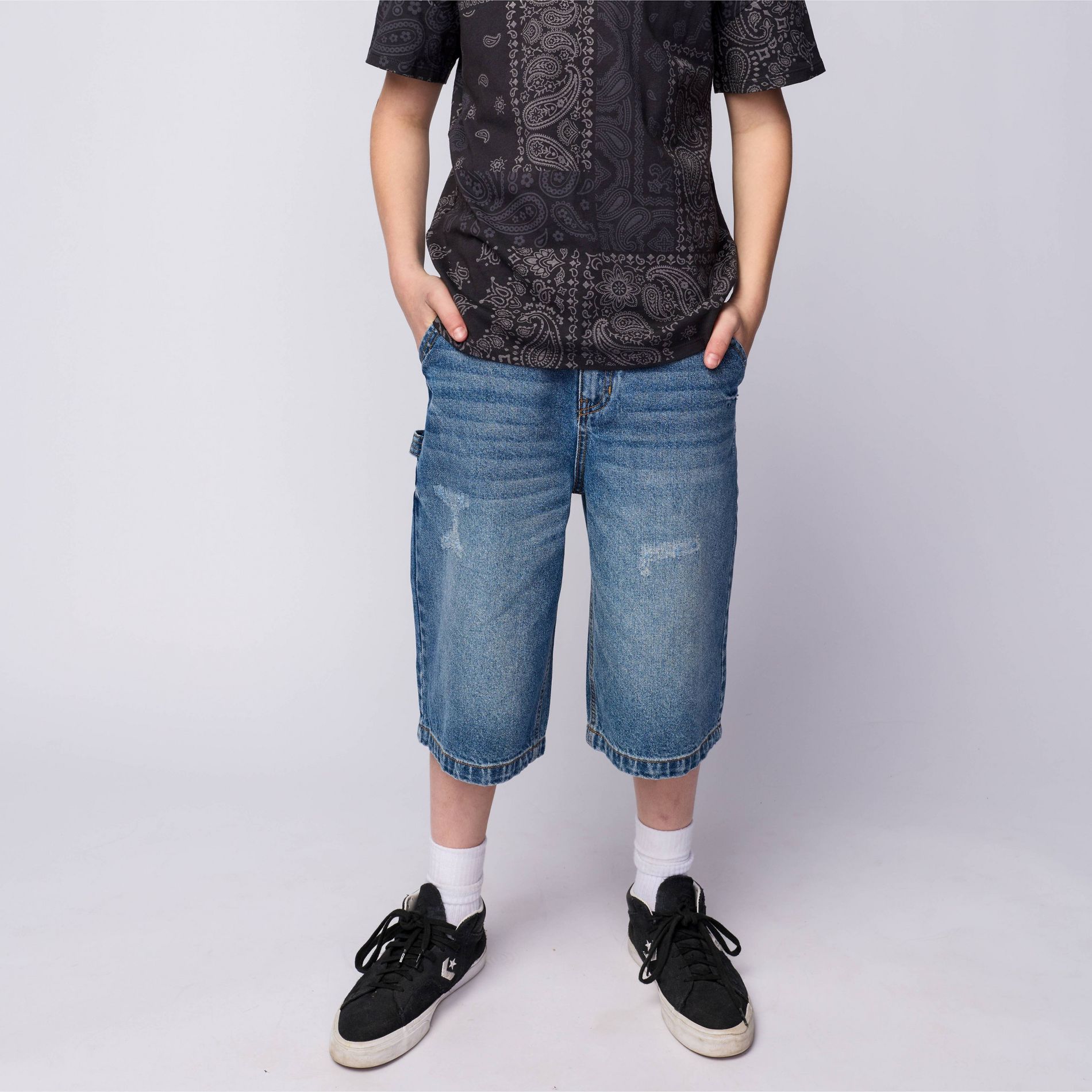 Pacsun Kids Boys' Baggy Denim Shorts - Medium Wash 14
