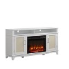 63" Rustic Style TV Stand for TVs up to 65" with Electric Fireplace White - Festivo: Media Storage, Adjustable Shelves - 2 of 4