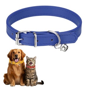 Unique Bargains Dog Collar with Bell Adjustable Buckle PU Leather Dog Collars - 1 of 4
