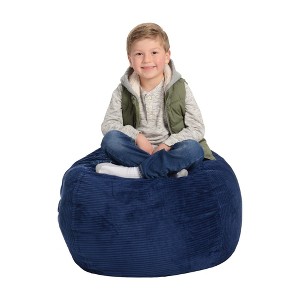 CreativeQT Stuff 'n Sit Large 33'' Bean Bag Storage Cover for Stuffed Animals & Toys - Royal Blue Corduroy - 1 of 4