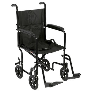 Drive Medical Lightweight Transport Wheelchair, 17" Seat, Black - 1 of 4