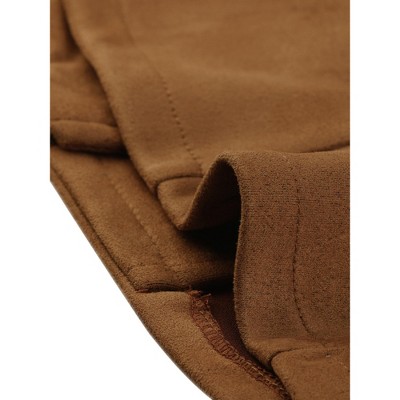 INSPIRE CHIC Women's Stand Collar Zip Up Faux Suede Cropped Jacket Small Brown — фото 4