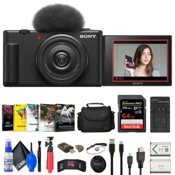 Sony ZV-1F Vlogging Camera (Black) (ZV1F/B) + Case + 64GB Card + Tripod + More