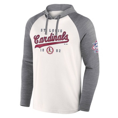 MLB St. Louis Cardinals Men's White Long Sleeve Lightweight Bi-Blend Hooded Sweatshirt