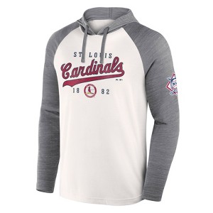 MLB St. Louis Cardinals Men's White Long Sleeve Lightweight Bi-Blend Hooded Sweatshirt - 1 of 3