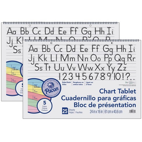 2pk 24 X 16 Colored Paper Ruled Chart Tablet Manuscript Cover Pacon Target