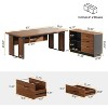 Tribesigns 63-Inch Executive Desk, L-Shaped Computer Desk with 47-Inch File Cabinet, Wood Business Furniture Set for Home Office, Brown and Black - 3 of 4