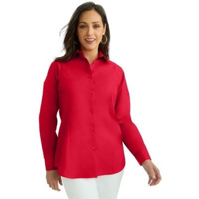 Jessica London Women's Plus Size Wrinkle-Free Stretch Poplin Shirt