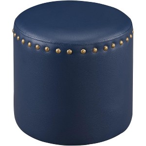 Kings Brand Furniture Nailhead Trim Upholstered Stool Ottoman - 1 of 4