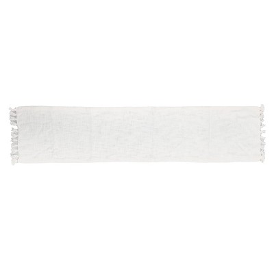 90" x 20" Cotton Textured Table Runner White - Threshold™: Traditional Ivory Fall Decor, OEKO-TEX Certified