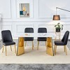 NicBex 5 PCS/7 PCS Snow Mountain Patterned Sintered Stone Dining Table Set with 4/6 PU Chairs for Kitchen/Apartment,Black - 2 of 4