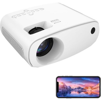 Paaaawaters Mini Projector with Wifi and Bluetooth - Portable Outdoor Movie Projector 1080P Full HD Compatible with HDMI/ Phone/ Tablet