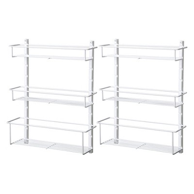 Closetmaid Adjustable 3 Shelf Spice Rack Organizer Kitchen Pantry Storage For Cabinet Door Or Wall Mount With Metal Shelves White 2 Pack Target