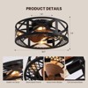 Ludomide Modern Industrial Caged Ceiling Fans With Lights, Black Low Profile Flush Mount Ceiling Fan With Remote & App Control For Farmhouse - 3 of 4