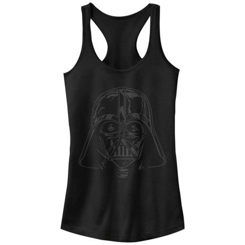 Juniors Womens Star Wars Darth Vader Helmet Racerback Tank Top - Black ...