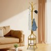 YIYIBYUS Modern Metal Coat Rack Stand with Double Layer Basket, Freestanding Coat Rack with 12 Hooks - 2 of 4