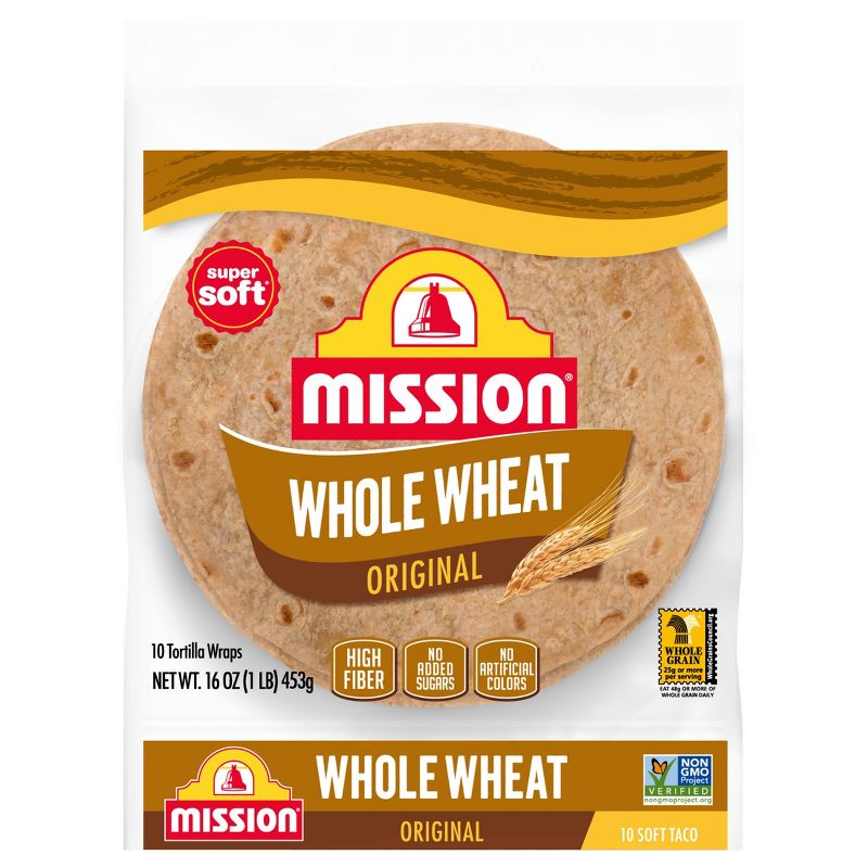 Mission 100% Whole Wheat Medium Flour Tortillas - 16oz/10ct, 1 of 8