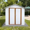 Janey Metal Outdoor Storage Box, Patio Storage Shed with 2 Lockable Doors and Foundation Base, Outdoor Furniture - Maison Boucle - 2 of 4