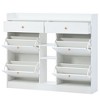 Clint 42.5" Height Shoe Rack Multifunctional 2-Tier Organizer with Drawers for 19 Pairs with 4 Flip Down Drawers-Maison Boucle - 3 of 4