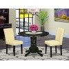 Round Dining Table Set 3pc 42 Inch Table w/ 2 Parsons Chairs - Eggnog PU Leather & Black Legs - 2 of 4