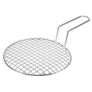 Unique Bargains Stainless Steel Grills Round Barbecue Mesh Outdoor Grill with Handle - 1 of 4