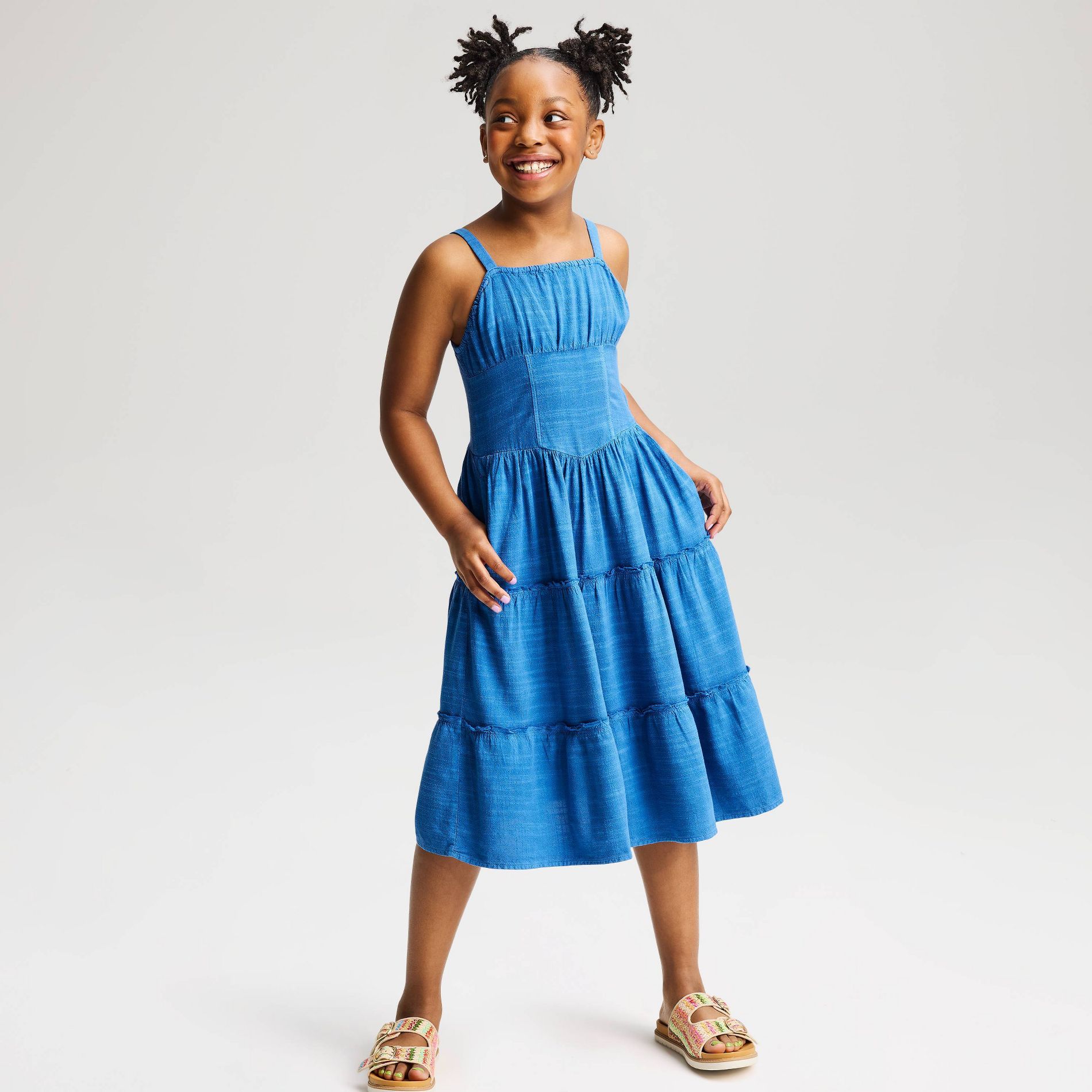Girls' Midi A-Line Dress - Cat & Jack™ Indigo S