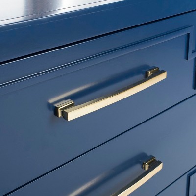 Lapis Blue and Gold Modern 3-Drawer Night Table
