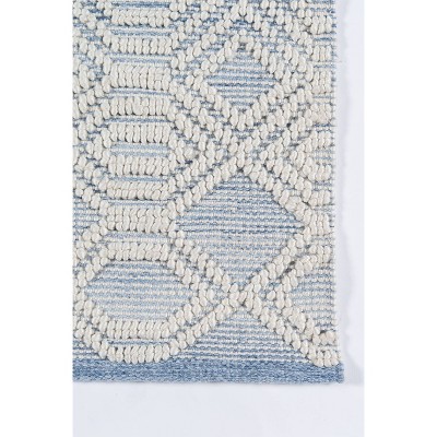 Handmade Tufted Geometric Light Blue Synthetic Area Rug