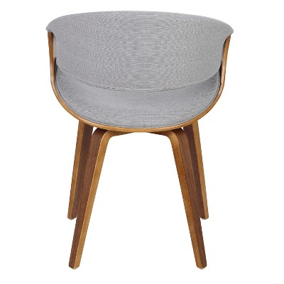 Curvo 22'' Walnut and Grey Contemporary Upholstered Side Chair