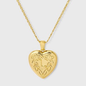 14K Gold Dipped Heart Charm Initial Necklace - A New Day™ Gold - 1 of 4