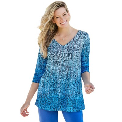 Woman Within Women's Plus Size Watercolor Tunic