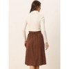 Allegra K Women's High Waist Solid Button Front A-Line Belted Corduroy Midi Skirt - 4 of 4