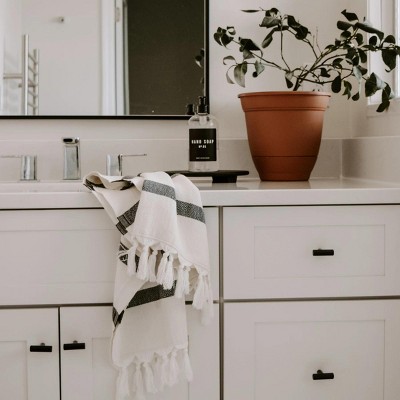 Large White and Black Turkish Cotton Bamboo Hand Towel