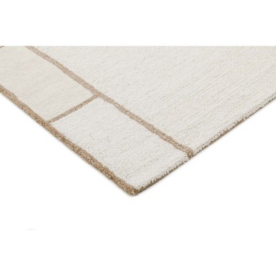 Handmade Tufted Wool Rug in Neutral Geometric Pattern, 6' x 9'