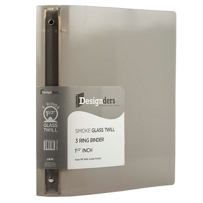 JAM Paper Plastic 1.5 Inch Binder Smoke Grey 3 Ring Binder Sold Individually 762T15SM