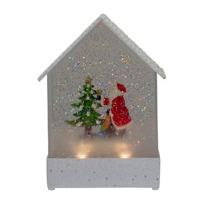 Northlight 8.25" White and Red House Shaped Christmas Snow Globe