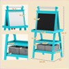 FONTOI Easel for Kids, Double Sided Kids Art Easel with Paper Roll, Chalkboard & Storage, Standing Toddler Easel, Blue, 18.9"*46.5"*23.2" - 3 of 4