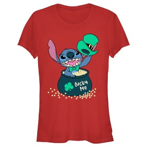 Junior's Women Lilo & Stitch Lucky Me Leprechaun Stitch T-Shirt - 1 of 4