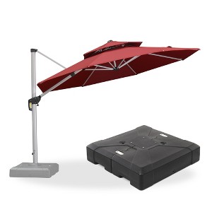 PURPLE LEAF 10/11/12/13ft Outdoor Patio Cantilever Umbrella with Base Offset Umbrella 360 Degree Rotation Round Umbrella for Deck Pool Garden - 1 of 4