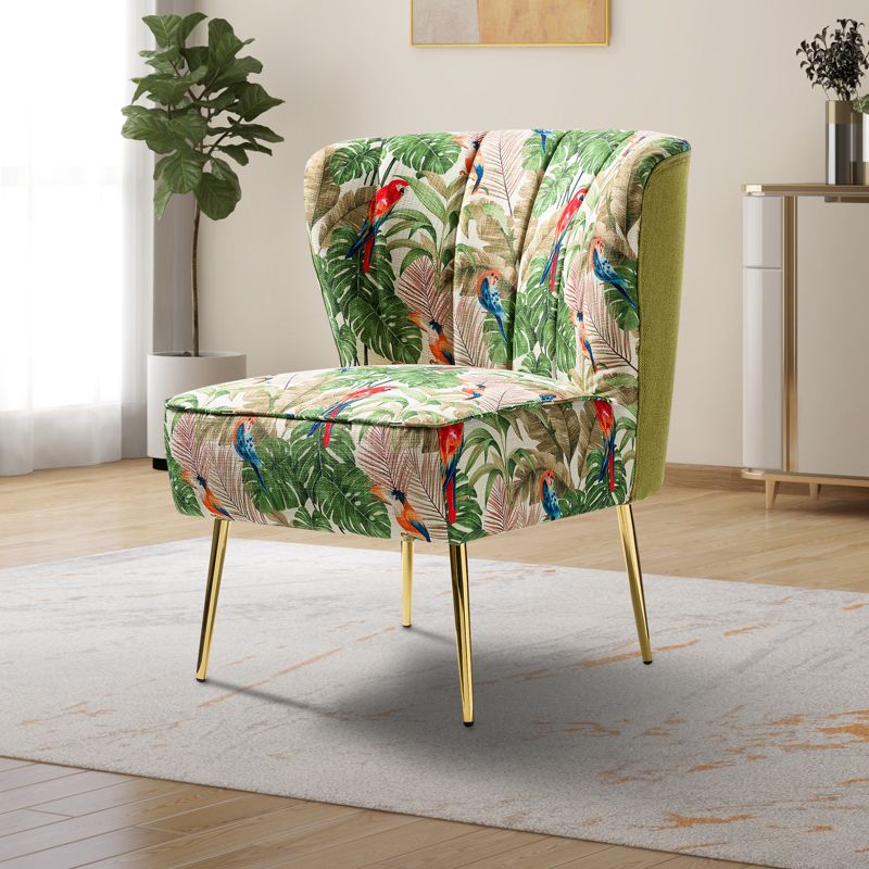 Urbain Wooden Upholstery Accent Side Chair with Tufted Back | Karat Home, 3 of 11
