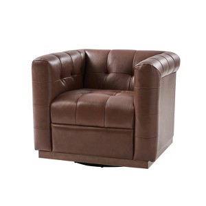 Frankie Genuine Leather Swivel Club Chair| HULALA HOME - 1 of 4