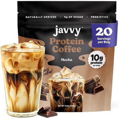 Javvy Protein Coffee - Premium Whey Protein & Instant Iced Coffee - 100% Arabica Coffee - Zero Artificial Flavors & Sweeteners, 20 Servings