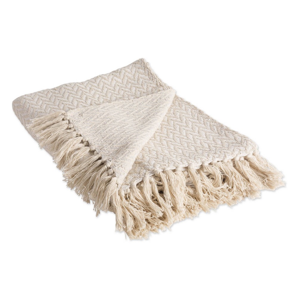 Photos - Duvet Zig-Zag Throw Blanket Natural - Design Imports: Boho Style, Hypoallergenic