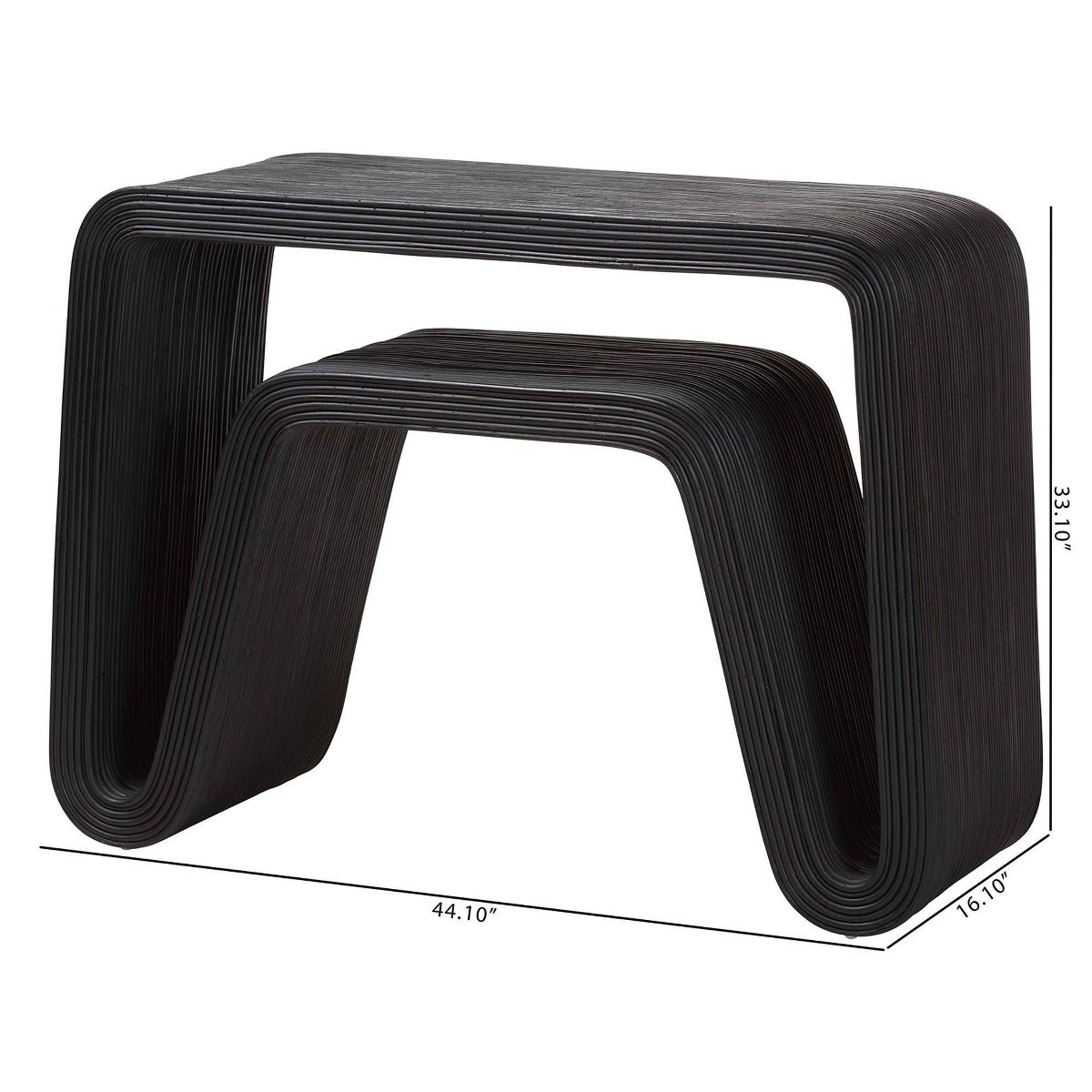 bali & pari Abebi Black Rattan Console Table Black - thumbnail 3