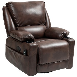 HOMCOM Vibration Massage Recliner Chair with Heat, Oversized Swivel Rocker, PU Manual Reclining Chair with Footrest, Remote, Pockets - 1 of 4
