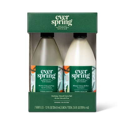 Winter Citrus & Pine Hand Soap + Lotion Gift Set - 24 fl oz - Everspring™